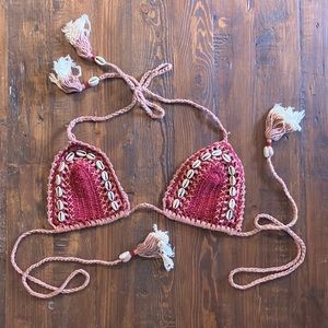 Free people knitted shell bikini top